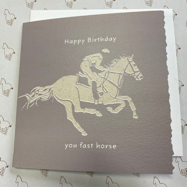 Happy Birthday You Fast Horse Greeting Card - Gallop Guru