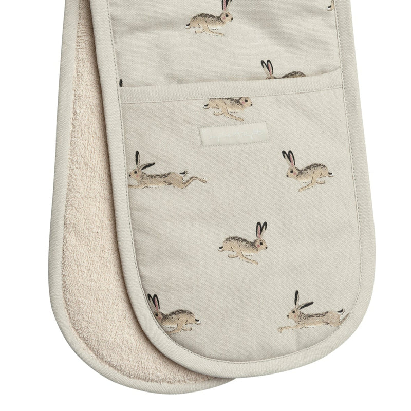 Hares Double Oven Gloves by Sophie Allport - Gallop Guru