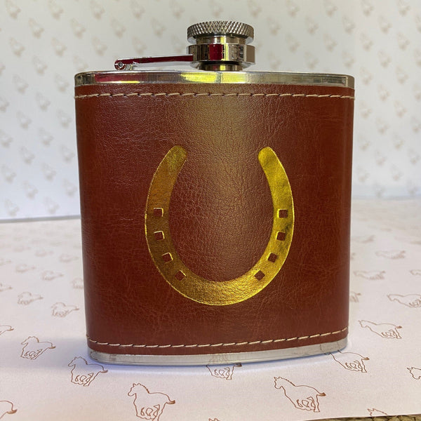 Leather Horseshoe Hipflask - Gallop Guru