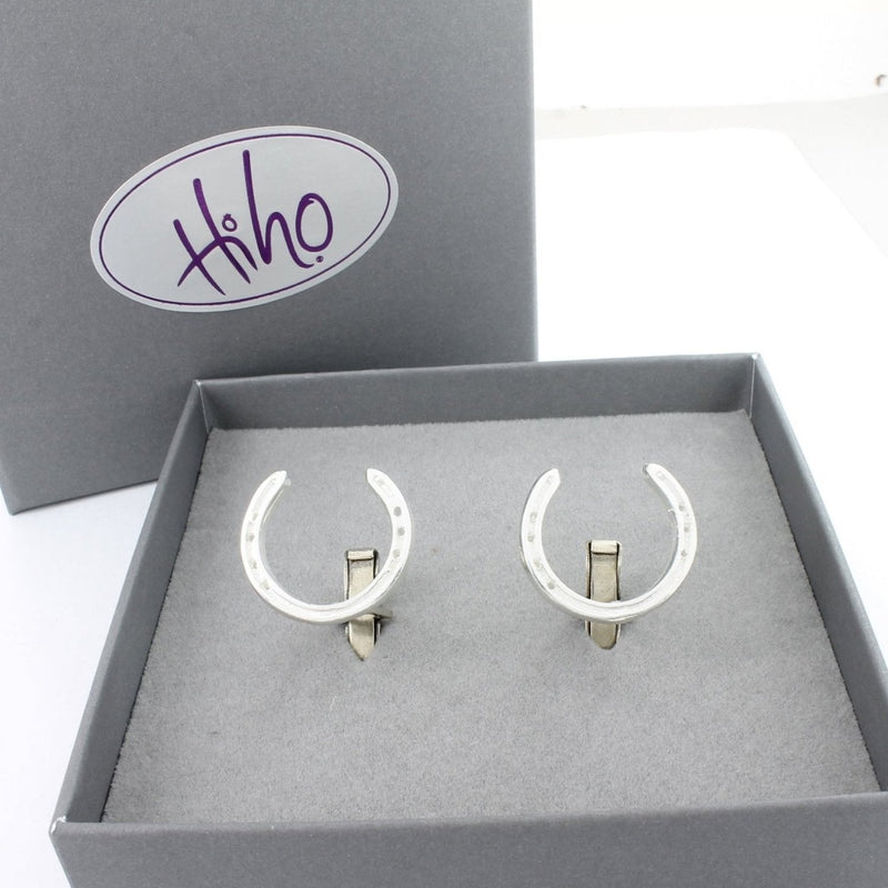 Sterling Silver Horseshoe Cufflinks by Hiho - Gallop Guru